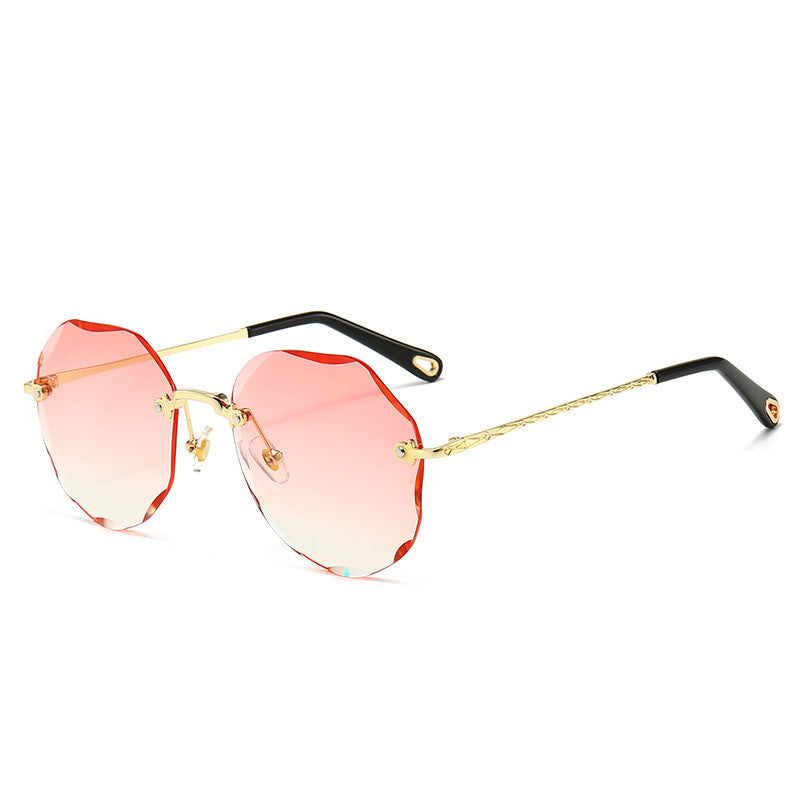Women's Rimless Trimmed Polygon Shaped Sunglasses