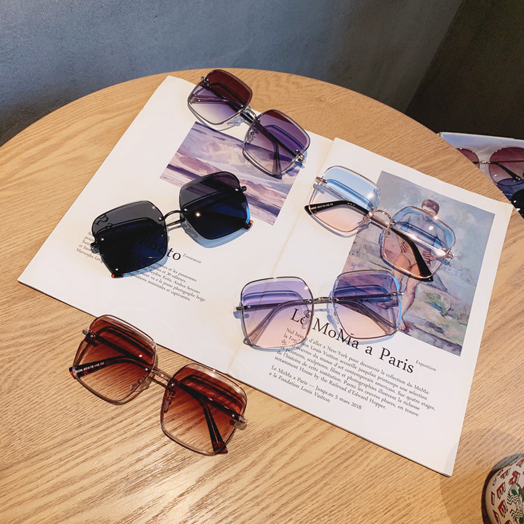 Rimless Cut Square Frame Sunglasses