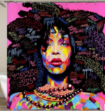 3D Graphic Print Waterproof Polyester Shower Curtain