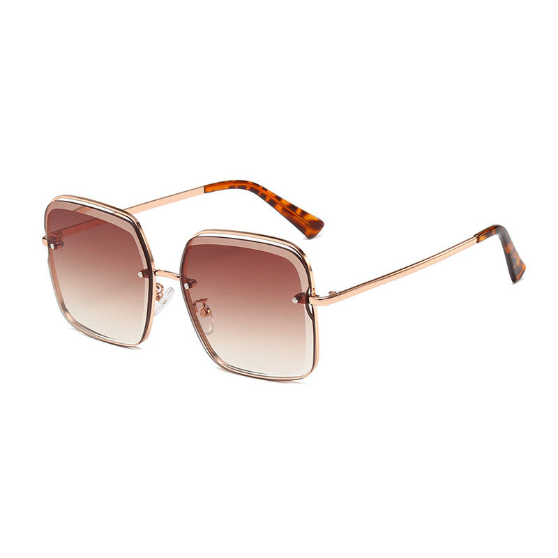 Rimless Cut Square Frame Sunglasses