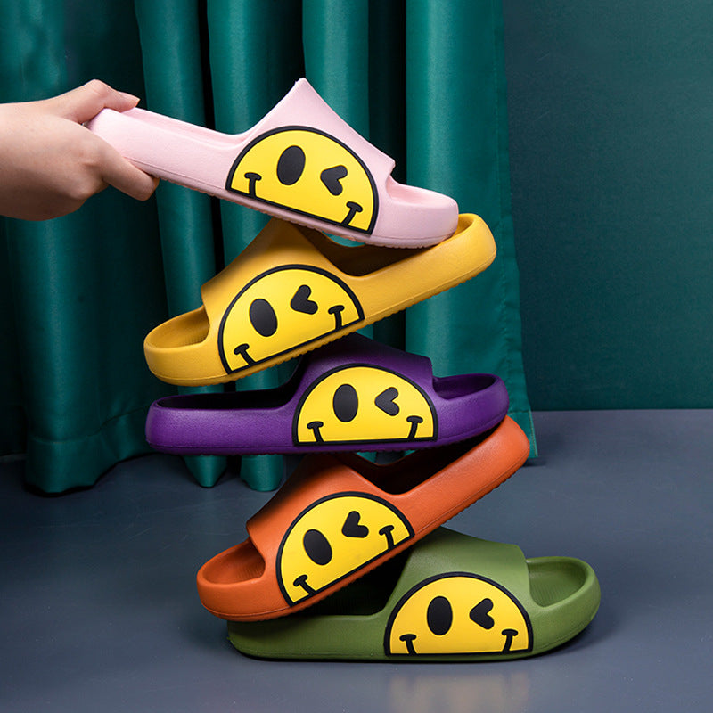 Men's and Women's Indoor Lightweight Smiling Face Emoji Slippers/Slides