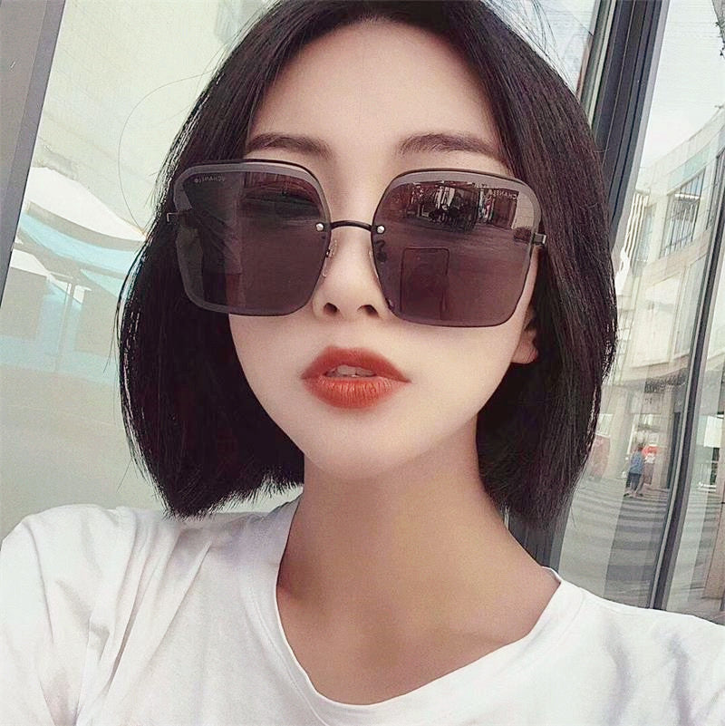 Rimless Cut Square Frame Sunglasses