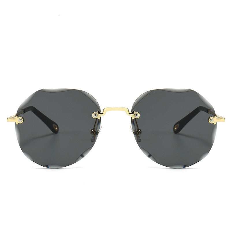 Women's Rimless Trimmed Polygon Shaped Sunglasses