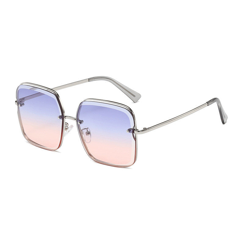 Rimless Cut Square Frame Sunglasses