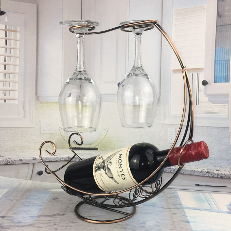 European Wine Glass and Bottle Holding Rack