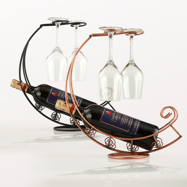 European Wine Glass and Bottle Holding Rack