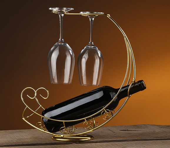 European Wine Glass and Bottle Holding Rack