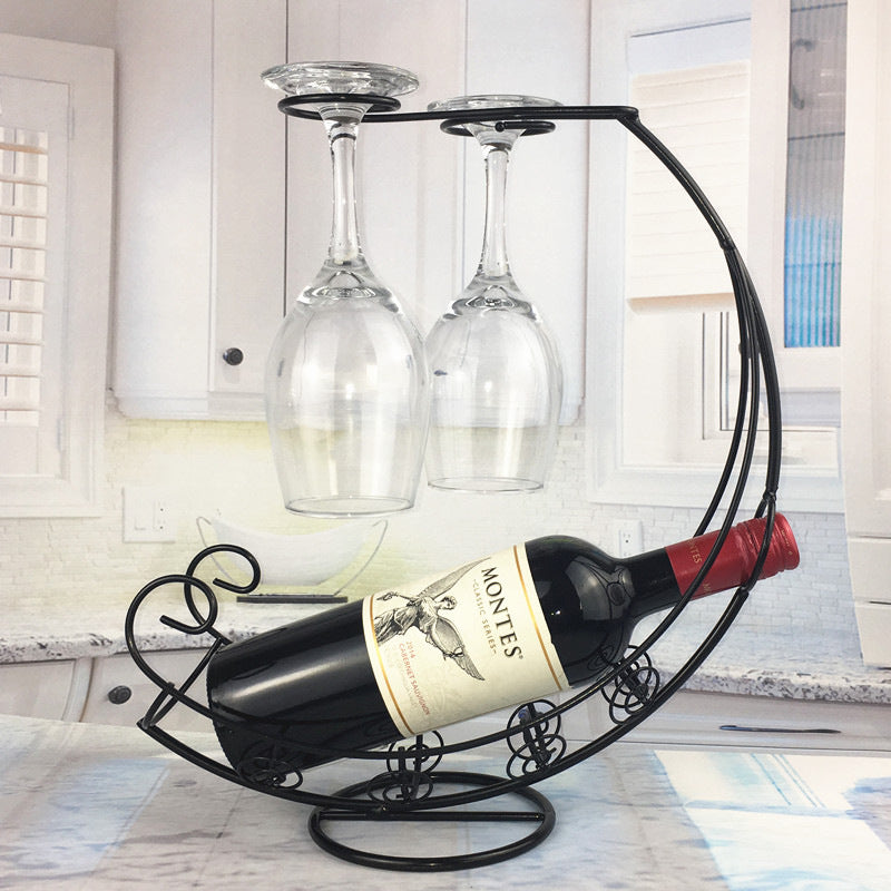 European Wine Glass and Bottle Holding Rack