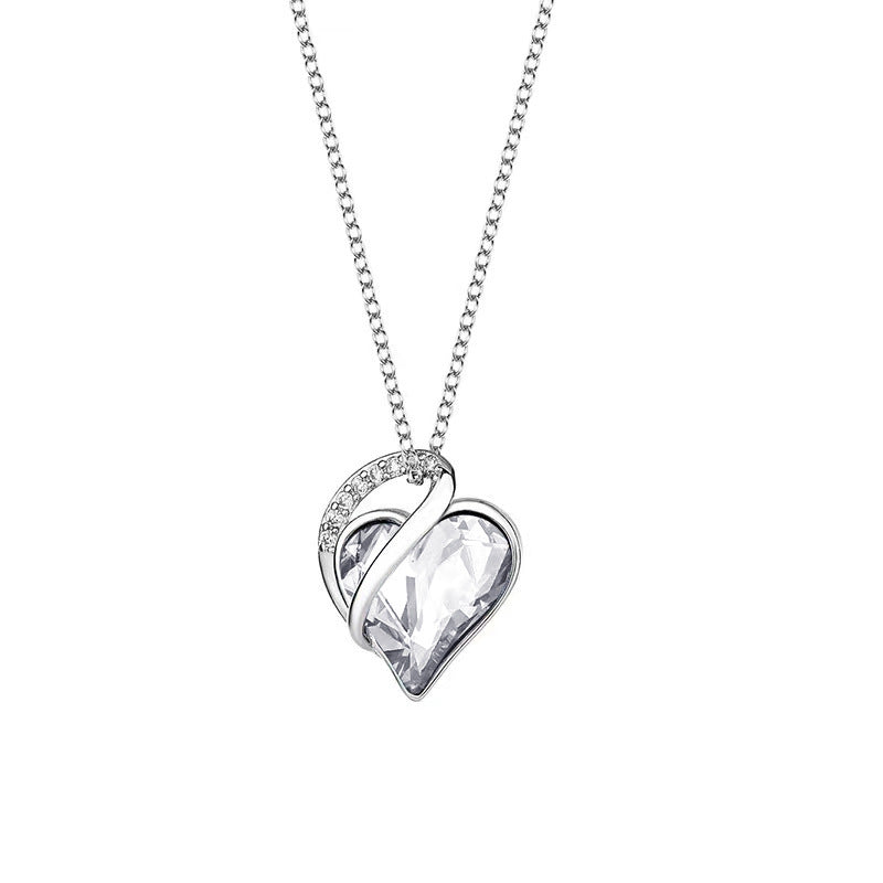 Sliver Heart Shaped Geometric Clavicle Chain Necklace